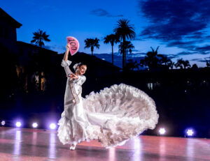 The Spirit of Fiesta dancing during Noches de Ronda in the Santa Barbara County Courthouse Sunken Garden
