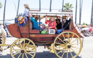 Santa Barbara Fiesta Parade participants in a historic stage coach