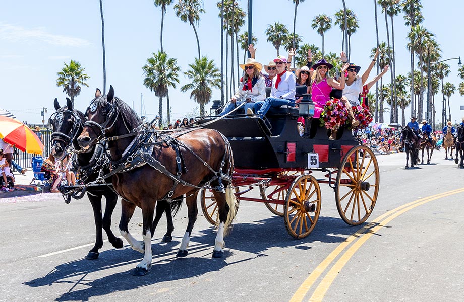 Santa Barbara Fiesta Parade with Old Horse Drawn Carriage