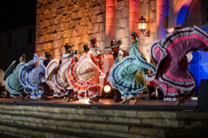 Fiesta Pequena dancers in front of the Santa Barbara Mission